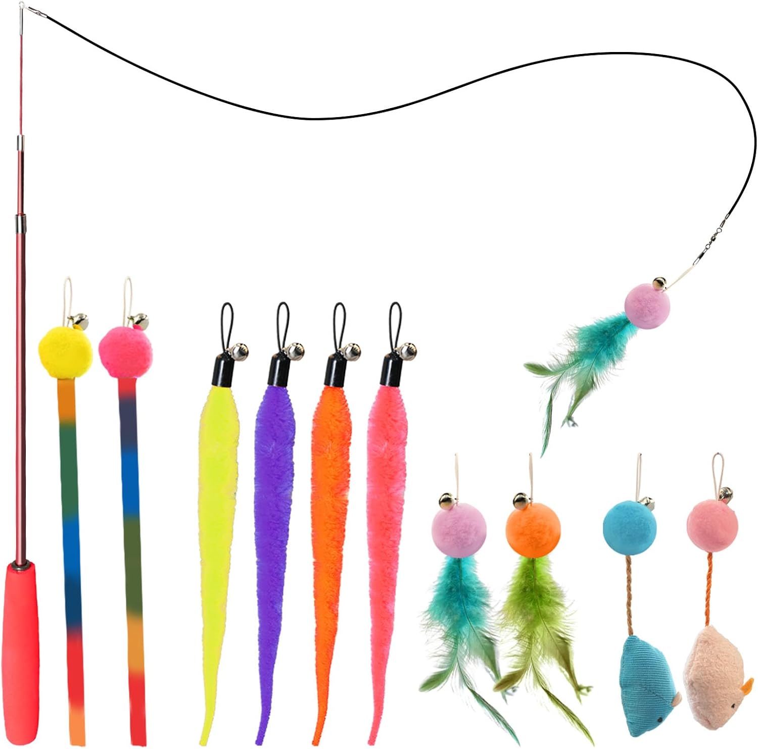 Cat Toys for Indoor Cats, 13 Packs Interactive Cat Wand Toy Set with Feather Toys & Teasers, Fun Cat Toys for Exercise, Playtime and Boredom Relief - Image 10