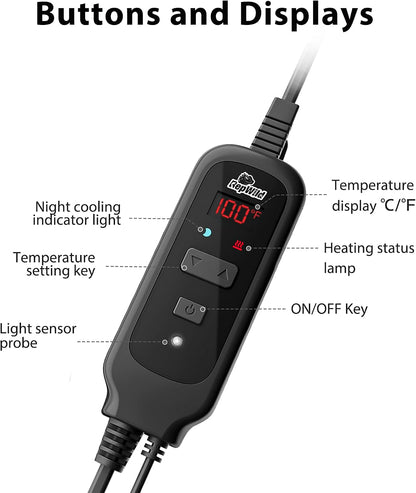 Repwild imported electronic thermostat device controlling a turtle habitat heating system