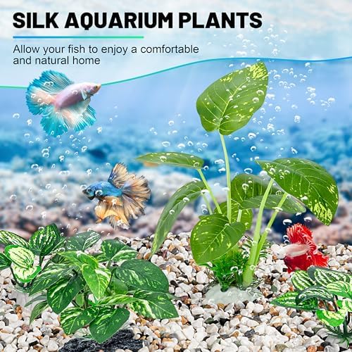 Heavy duty ceramic base on MyLifeUNIT fake fish tank plants preventing floating.