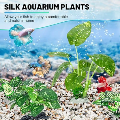 Heavy duty ceramic base on MyLifeUNIT fake fish tank plants preventing floating.