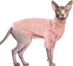 Idepet Sphynx Hairless Cats Sweater Shirt Kitten Soft Puppy Clothes Pullover Cute Cat Pajamas Jumpsuit Cotton Apparel Pet Winter Turtleneck for Cats and Teacup Chihuahua Small Dogs(Pink,XS) - Image 14