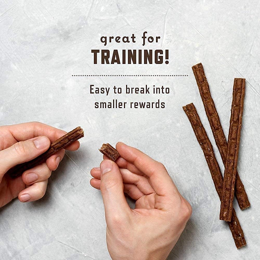Tender texture beef jerky sticks for all dog breeds