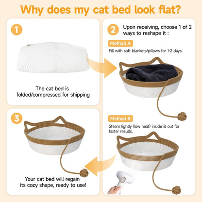 Side view of Weavelyrics cat bed showing depth
