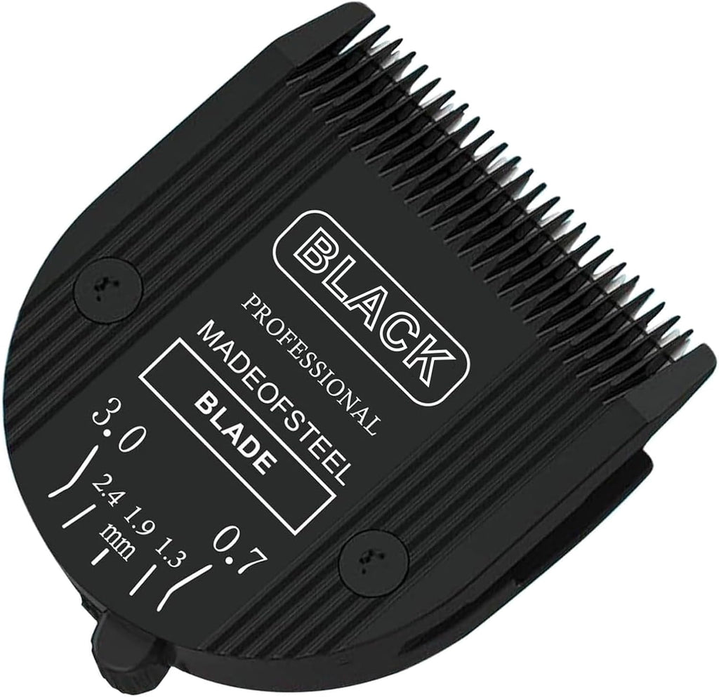 Pet grooming replacement blades showing steel teeth and alignment slots