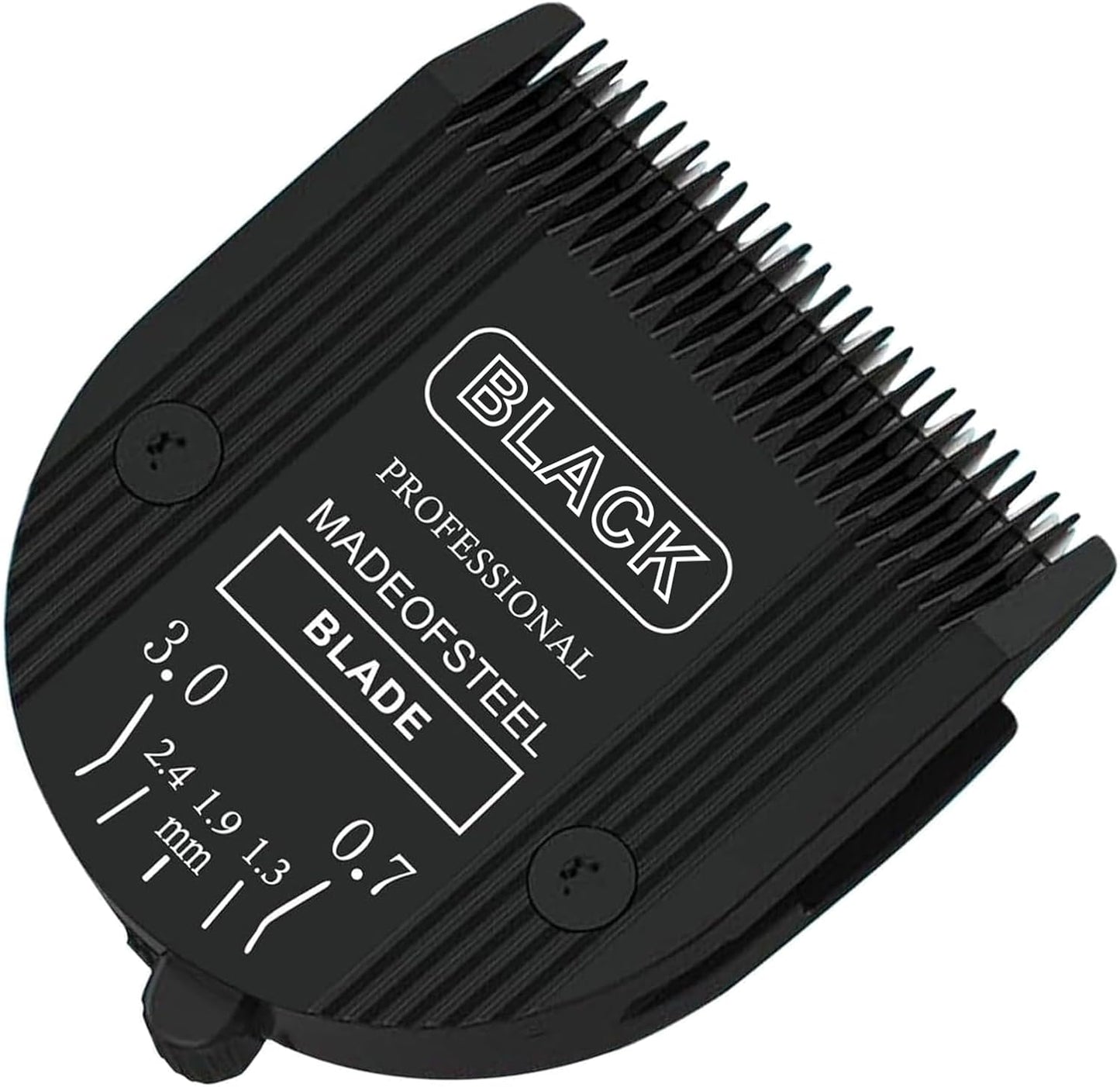 Pet grooming replacement blades showing steel teeth and alignment slots