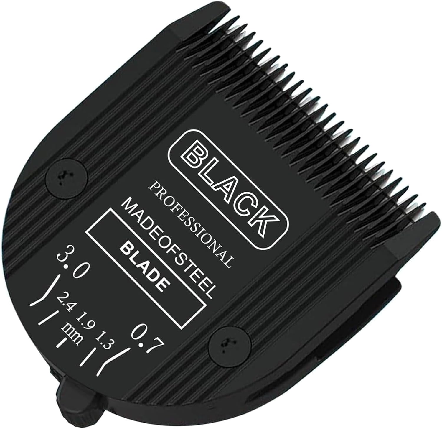 Pet grooming replacement blades showing steel teeth and alignment slots