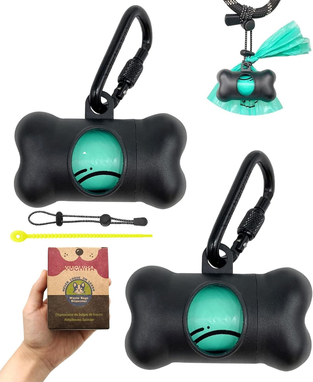 Dog Poop Pickup Bags Holder Dispenser with 1 Roll Random Color Leak-proof Scented Doggy Waste Bags and Carabiner with Safety Lock Plus Hook and Loop Fastener Never Loose on Leash Lead Again (Pink) - Image 15
