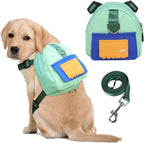 DoggieKit dog backpack harness green front view on puppy