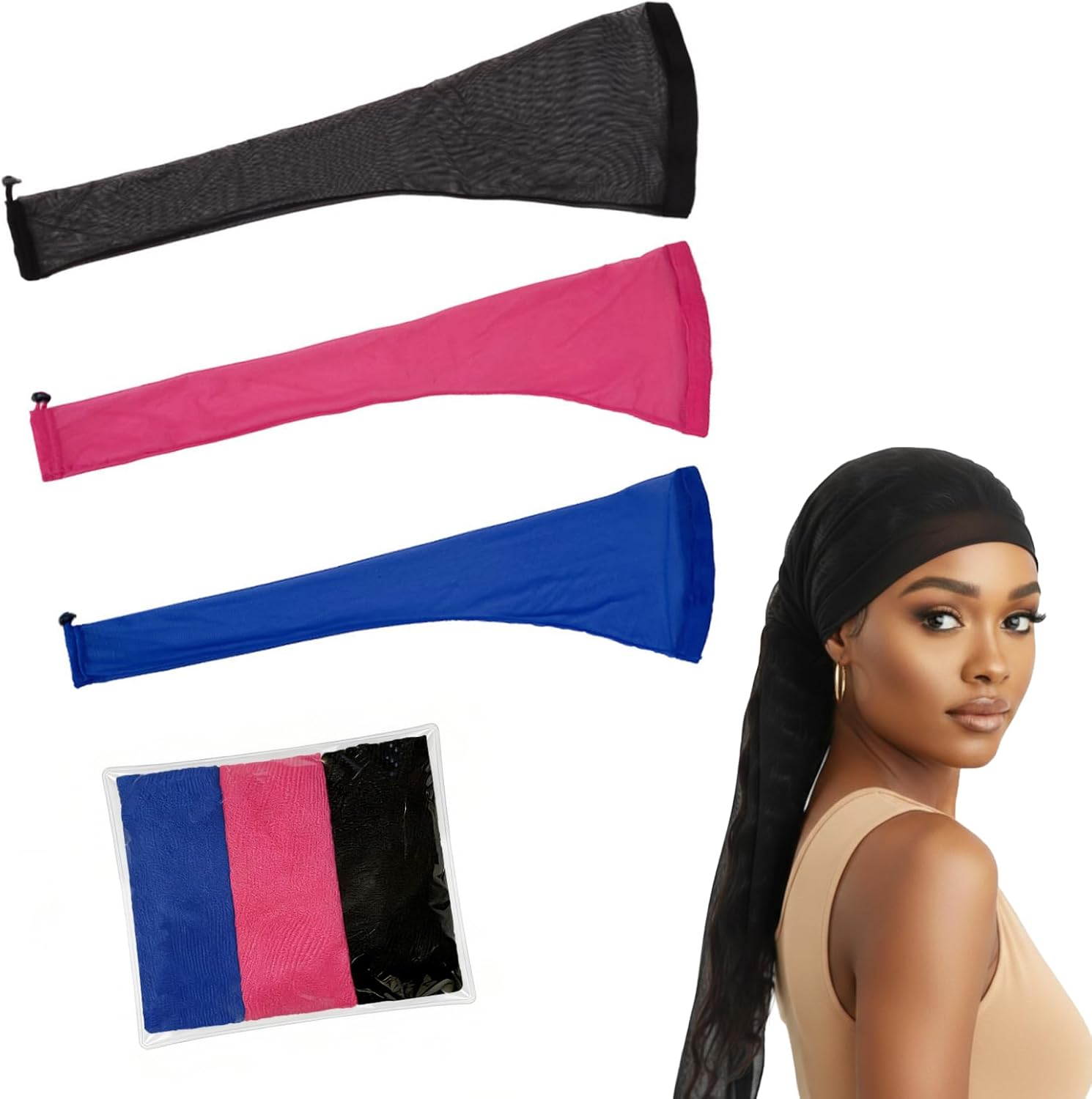 Qtaikong hair weave sleeve for locs three piece set front view showcase