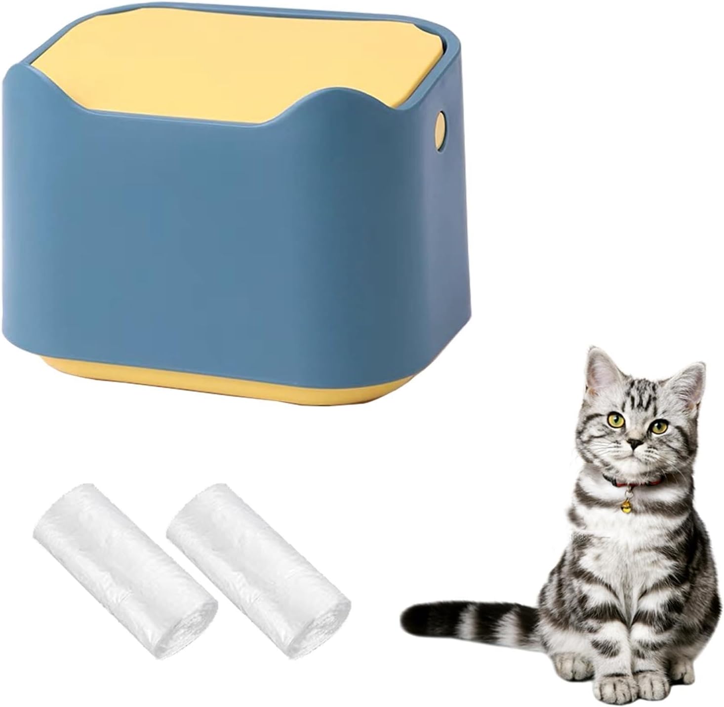 Wewaykgj Mini Countertop Cat Litter Trash Can in blue front view