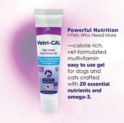 Vetri-CAL malt flavor pet nutritional gel dosage instructions close up