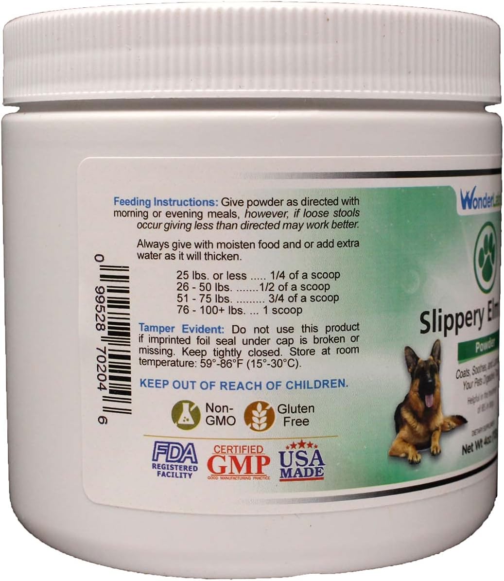 Back view of Wonder Laboratories pet supplement bottle with manufacturing information