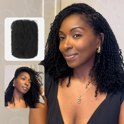 Queen Virgin Remy QVR Afro Kinky Bulk Human Hair extensions front view for dreadlock styling.