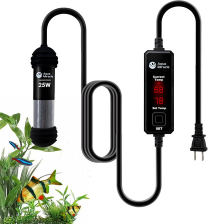 AquaMiracle 15W Small Aquarium Heater Fish Heater, Super Mini Fish Tank Heater Turtle Tank Heater for 1-3 Gal Tanks, with Dual LED Display, Dry-Run/Overheating Protection & Memory Function - Image 10