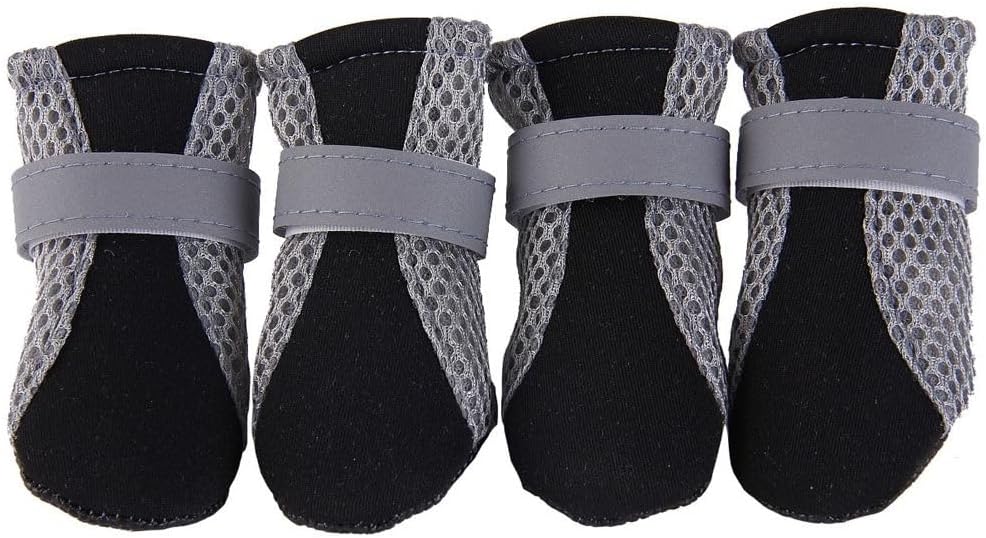 Sunweihaoa Nonslip Dog Mesh Boots black front view
