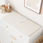 YACODAVO wipeable baby changing pad front view placed on a wooden nursery dresser