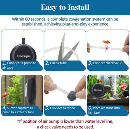 Novique silent air pump kit components and accessories