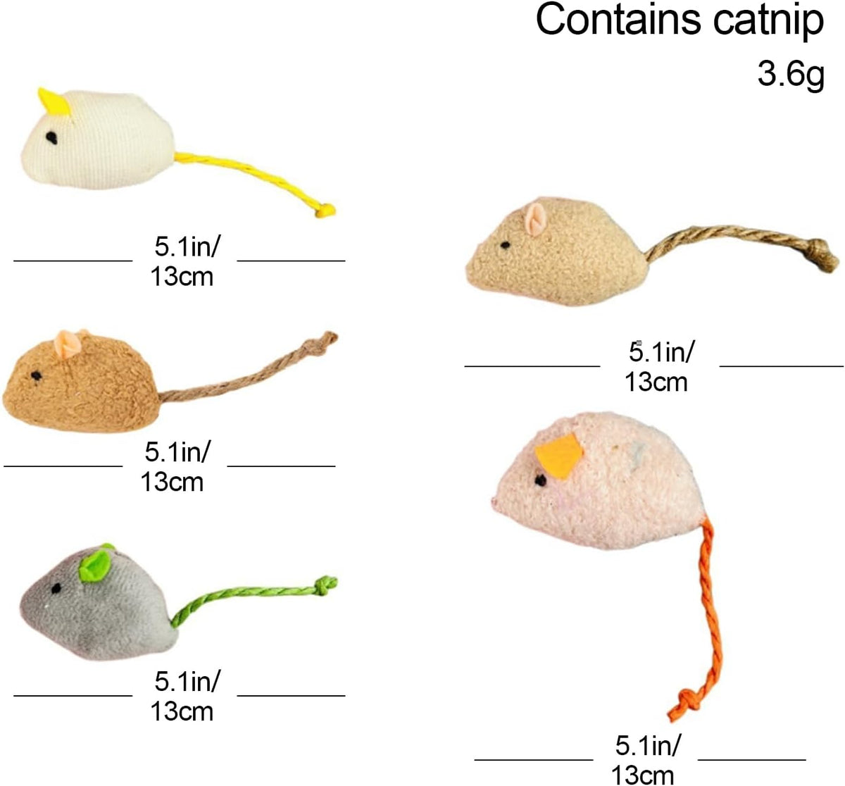 Premium plush mice cat toys infused with catnip for indoor kittens