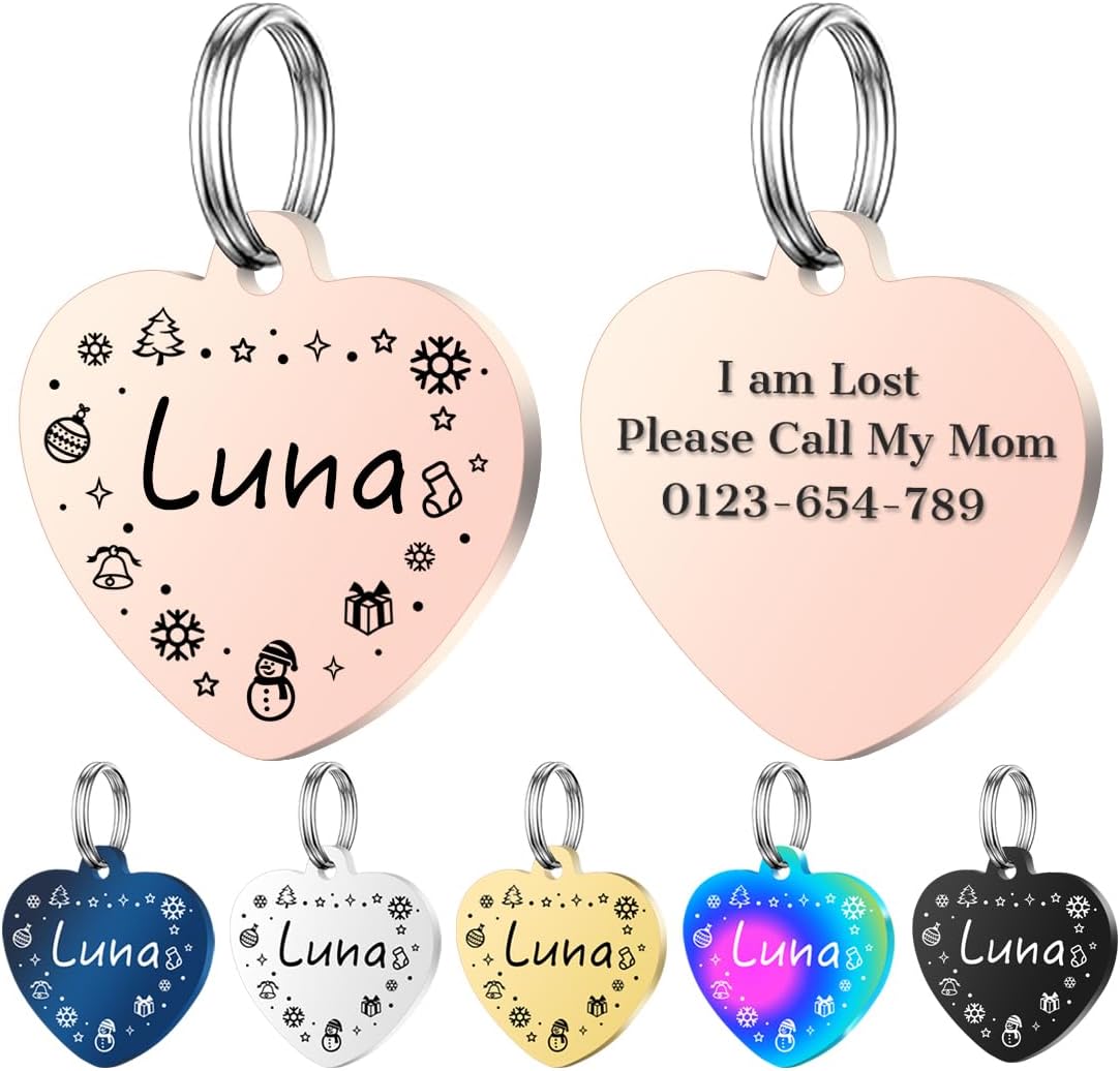 Personalized Dog Tags, Stainless Steel Pet Tags Personalized Cat, Collar Charm Engraved on Both Sides, up to 4 Lines of Custom Text, Multiple Patterns Colors Size Options (Flower, Small) - Image 10