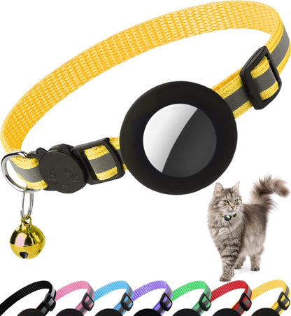 Airtag Cat Collar Breakaway, Reflective Kitten Collar with Apple Air Tag Holder and Bell for Girl Boy Cats, 0.4 Inches in Width and Lightweight(Black) - Image 12