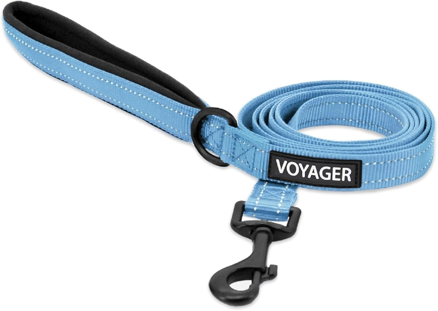 Best Pet Supplies Voyager reflective dog leash front view in baby blue color.