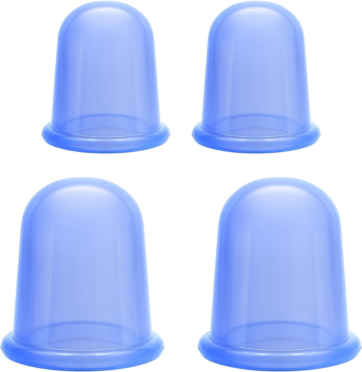 WERJOURU Silicone Cupping Therapy Set front view showing four blue cups and carrying bag.
