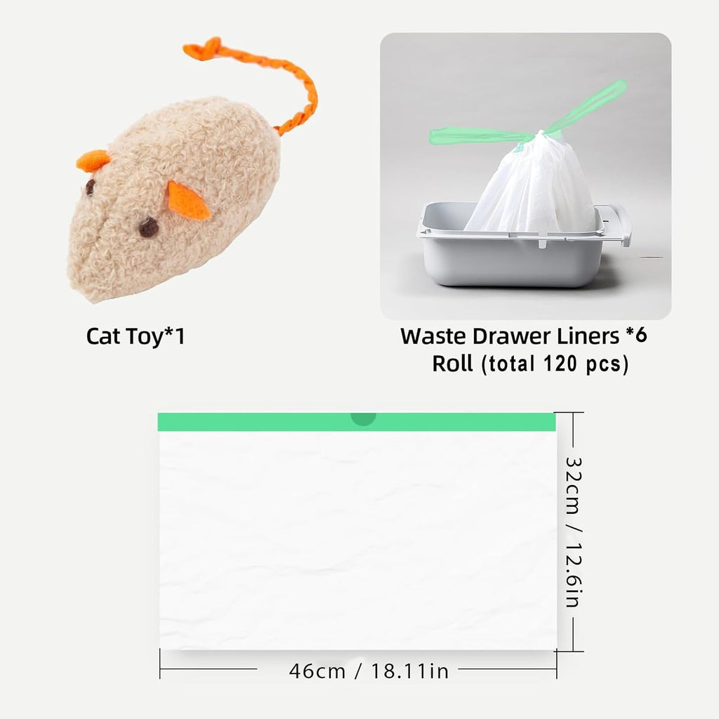 120 Count Self-Cleaning Cat Litter Box Liners Bags Fit For MW-SC01/SC02/SC09/LR01/LB01, Pre-Seperated Heavy Duty Automatic Cat Litetr Box Bags with Drawstring-18" * 12.6" - Image 9