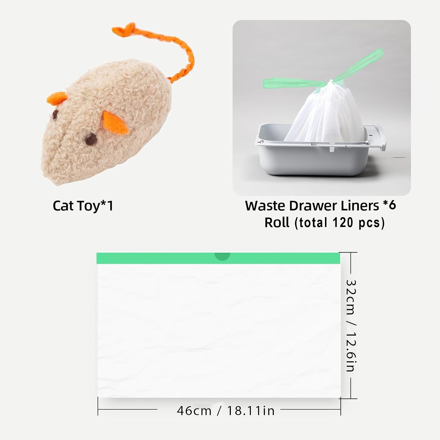 120 Count Self-Cleaning Cat Litter Box Liners Bags Fit For MW-SC01/SC02/SC09/LR01/LB01, Pre-Seperated Heavy Duty Automatic Cat Litetr Box Bags with Drawstring-18" * 12.6" - Image 9