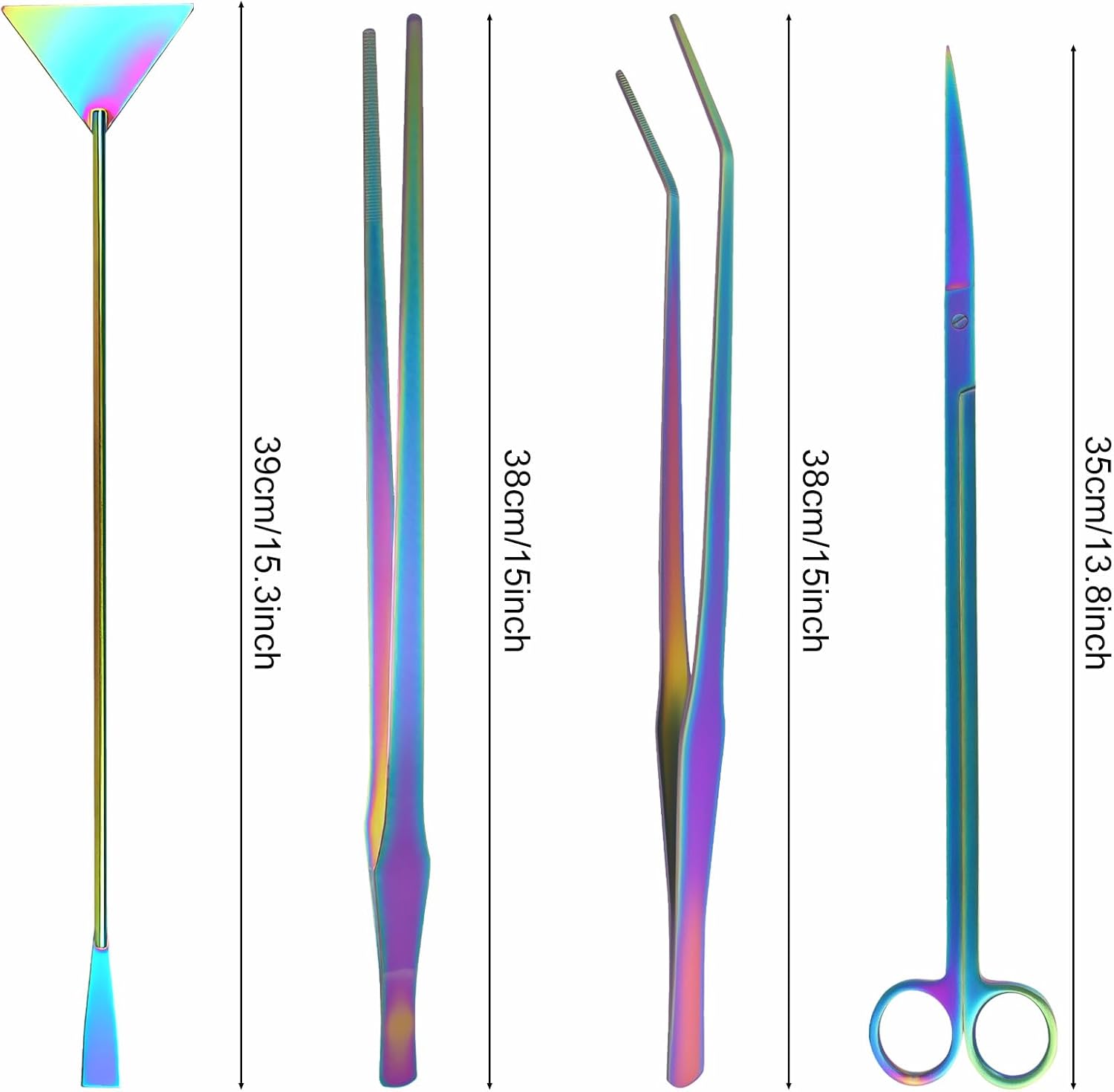 Funnytek 15 inch straight and curved tweezers holding delicate aquatic plants