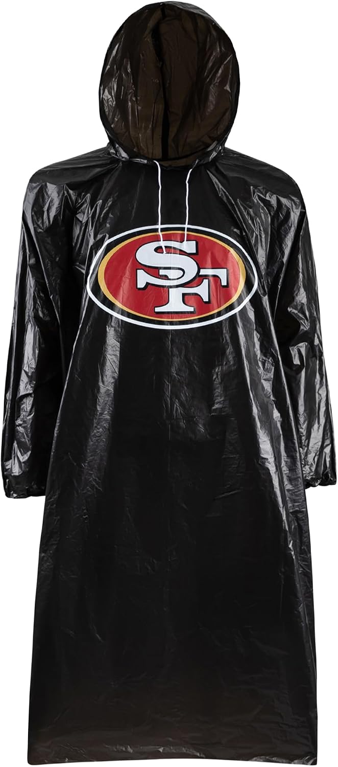 NFL Waterproof Rain Poncho for Adults, Sporty, Elastic Sleeves and Drawstring Hood, Unisex Rain Coat - Image 7