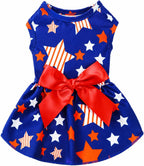 Miiemiu 4th of July dog dress front view showing royal blue star print.