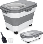 Dog Food Container, Collapsible Pet Food Storage Container 17-20 lb with Rolling Wheels & Airtight Lid, Plastic Storage Bin With Dog Food Scoop and Measuaring Cups - Image 10