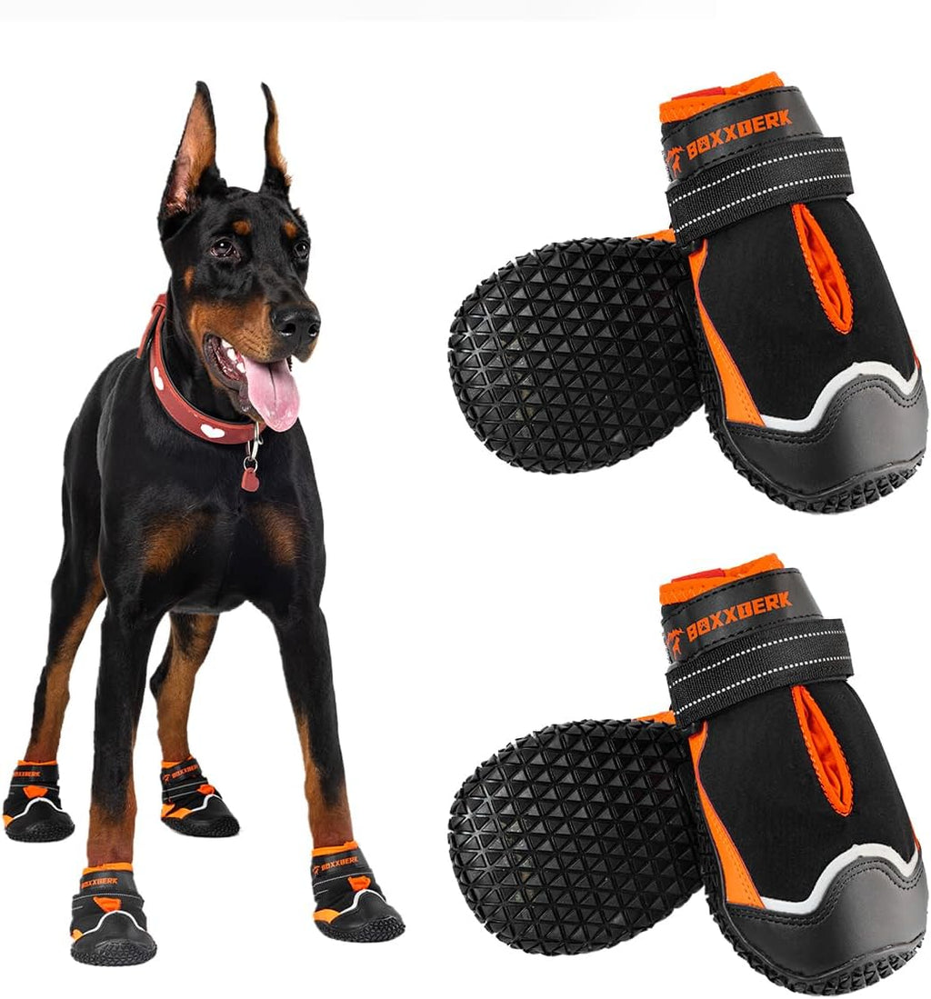 Boxxberk waterproof large dog boots black front view