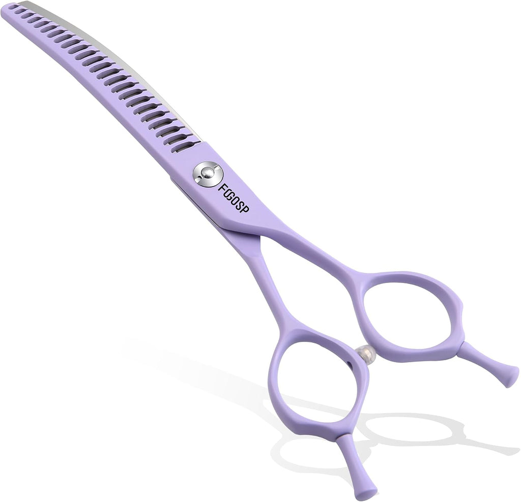 Professional Curved Thinning Shears Dog Grooming Scissors 7'' Macarone Series Purple Curved Thinner Scissors for Grooming Dogs Pet 54 Teeth Japan 440C - Image 10