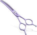 Professional Curved Thinning Shears Dog Grooming Scissors 7'' Macarone Series Purple Curved Thinner Scissors for Grooming Dogs Pet 54 Teeth Japan 440C - Image 10