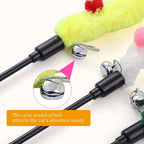 Flexible cat teaser rod with stretchable plush tail attachment