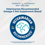 Imported Nordic Naturals Omega-3 Pet bottle highlighting EPA and DHA content for immune health.