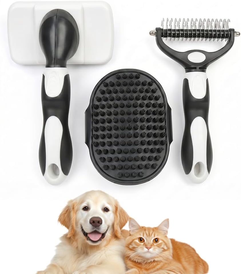 Emily Pets blue and black professional dematting rake packaging layout