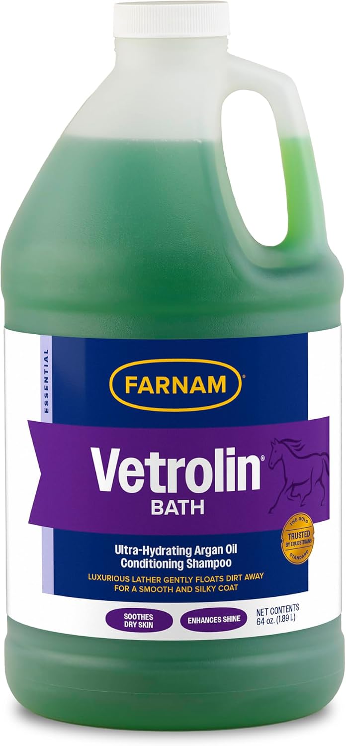 Farnam Vetrolin Bath, Ultra-Hydrating Argan Oil Conditioning Shampoo, Enhances Shine, Soothes Dry Skin, for Horses and Dogs, 64 oz. - Image 1