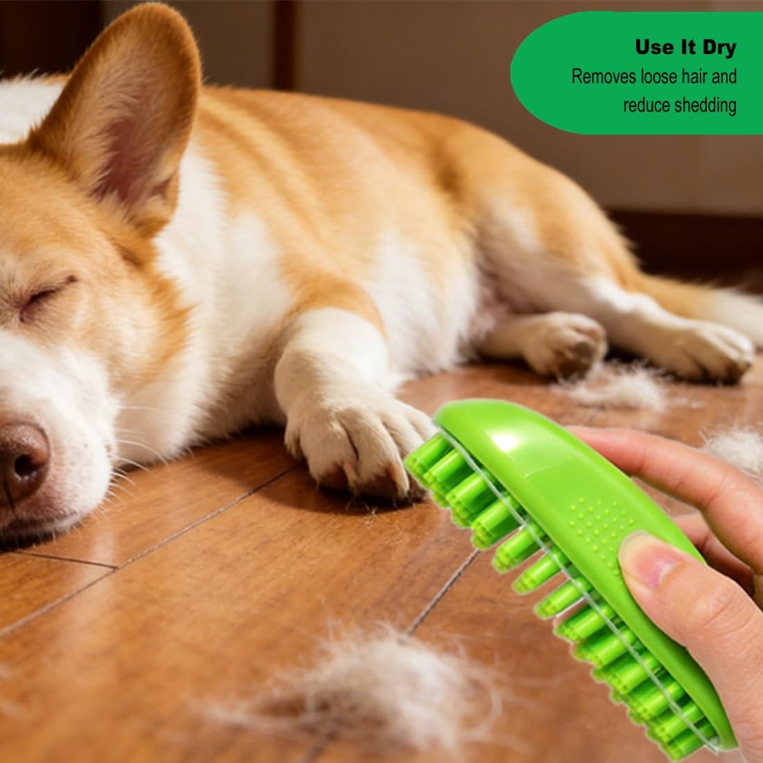 Metopets dog shampoo brush lathering short coat during pet bath time