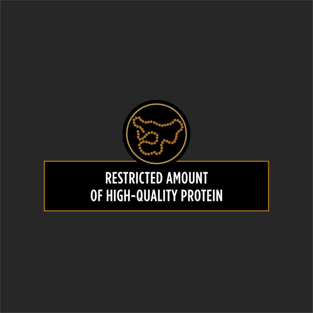 Back profile of Purina Pro Plan kidney care formula dog food with feeding guidelines