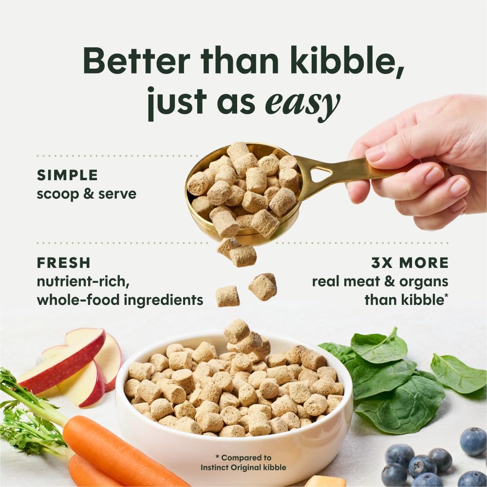 Instinct FreshDried Bites natural grain free dog food packaging close up
