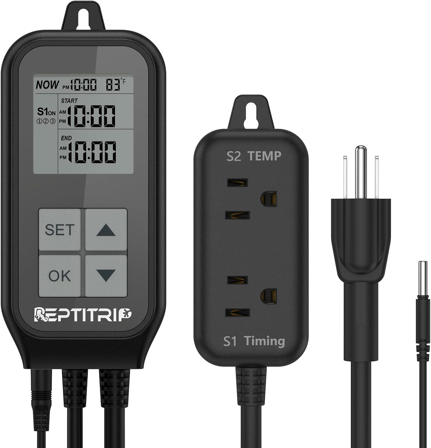 REPTITRIP reptile thermostat front view showing digital temperature display screen