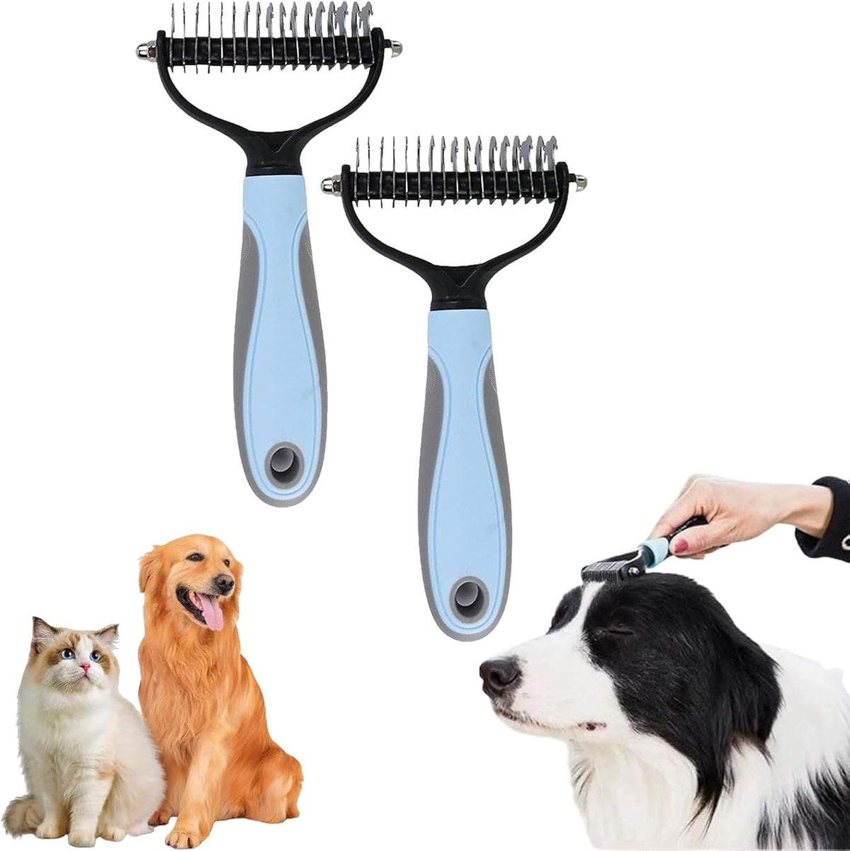 Pet Pro Grooming Tool, All Pets Detangling Brush, Double Sided Pet Grooming Brush, Professional Deshedding Tool, Pets Hair Remover Shedding, Long Haired Dog Brushes - Image 10