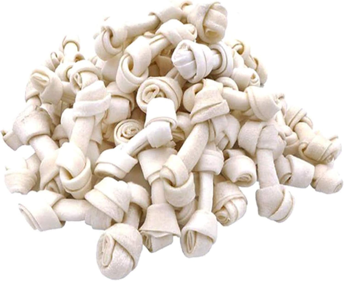 MON2SUN Dog Rawhide Knot Bones front pack view natural puppy chews