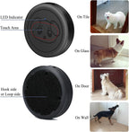 Puppy pressing the EverNary waterproof touch button with its nose to signal outside