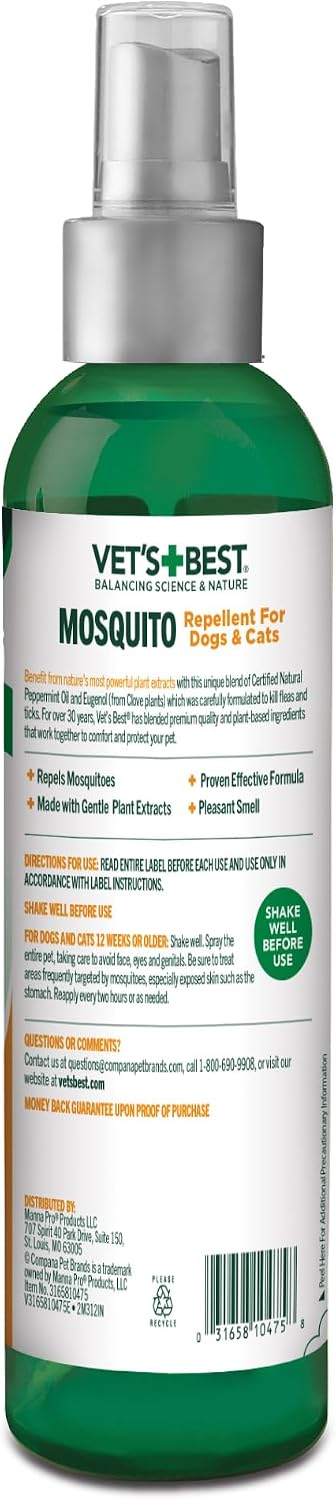 Close up of Vet's Best mosquito repellent ingredients label