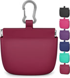 Open view of black silicone dog treat pouch interior capacity
