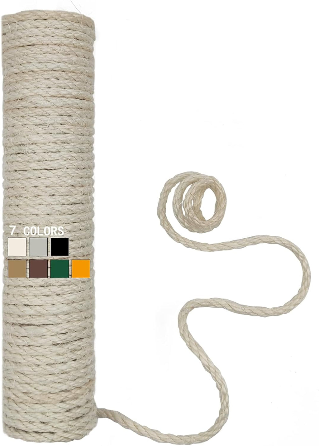Natural Sisal Rope for Cat Scratcher, 1/4 Inch 32FT Sisal Rope for Cat Scratching Post Repair Replacement, Multi Color Cat Scratch Tree Rope Replacement, Solid Black - Image 9