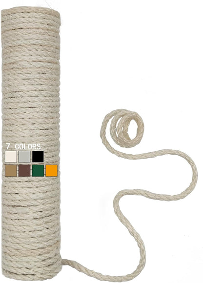 Natural Sisal Rope for Cat Scratcher, 1/4 Inch 32FT Sisal Rope for Cat Scratching Post Repair Replacement, Multi Color Cat Scratch Tree Rope Replacement, Solid Black - Image 9